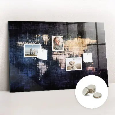 Abstract world map magnetic wall board