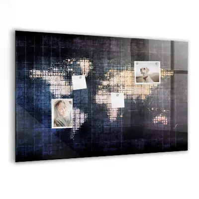Abstract world map magnetic wall board