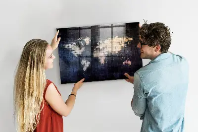 Abstract world map magnetic wall board