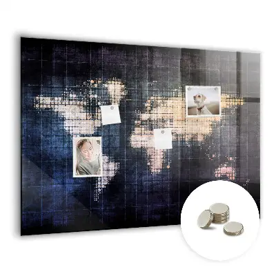 Abstract world map magnetic wall board