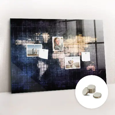 Abstract world map magnetic wall board