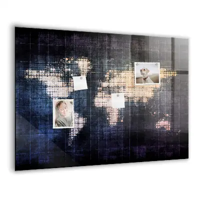 Abstract world map magnetic wall board