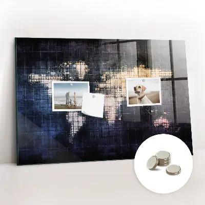 Abstract world map magnetic wall board