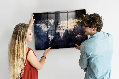 Abstract world map magnetic wall board