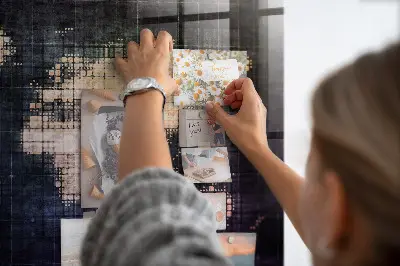 Abstract world map magnetic wall board