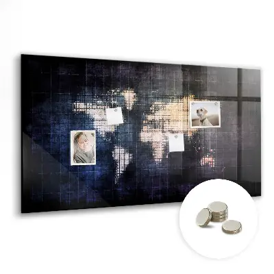 Abstract world map magnetic wall board