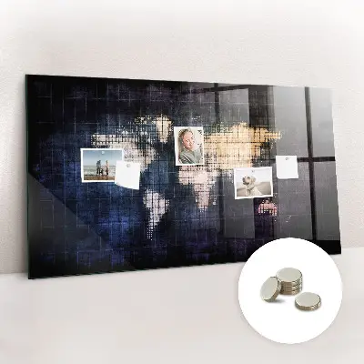 Abstract world map magnetic wall board