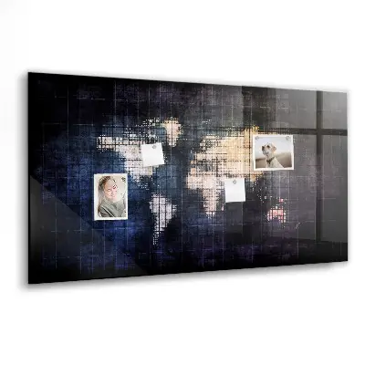 Abstract world map magnetic wall board