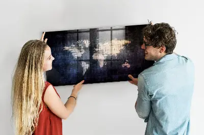 Abstract world map magnetic wall board