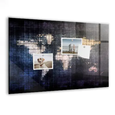 Abstract world map magnetic wall board