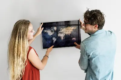 Abstract world map magnetic wall board