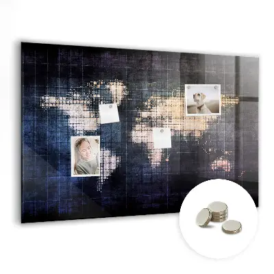 Abstract world map magnetic wall board