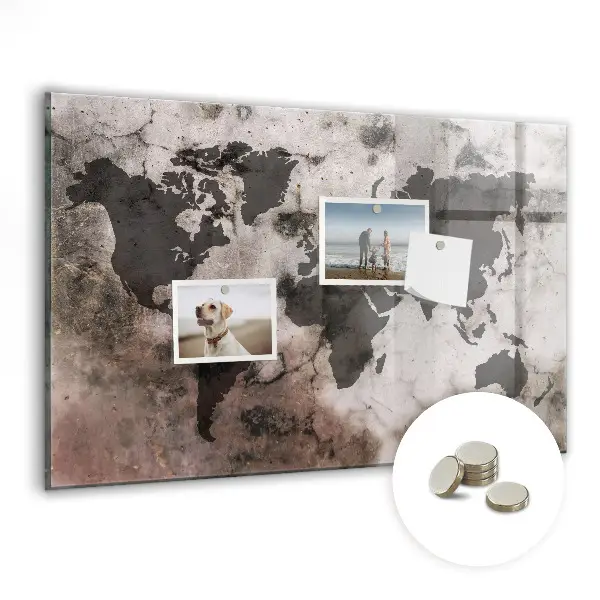 Concrete world map magnet board