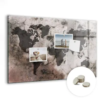Concrete world map magnet board