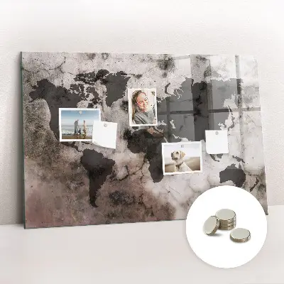Concrete world map magnet board
