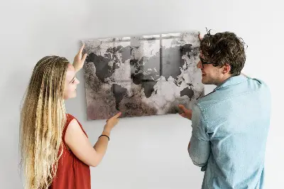 Concrete world map magnet board