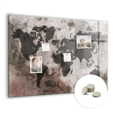 Concrete world map magnet board