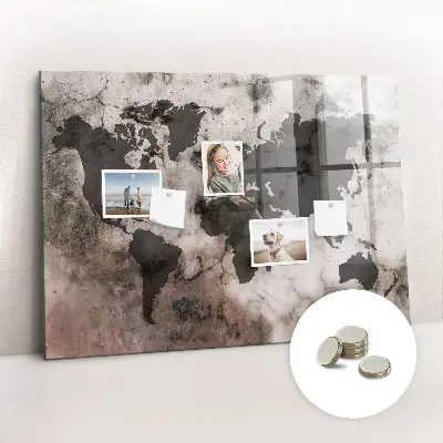 Concrete world map magnet board