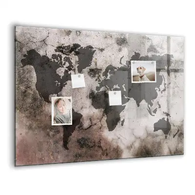 Concrete world map magnet board