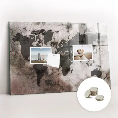 Concrete world map magnet board