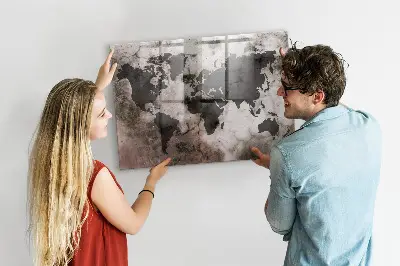 Concrete world map magnet board