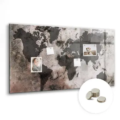 Concrete world map magnet board