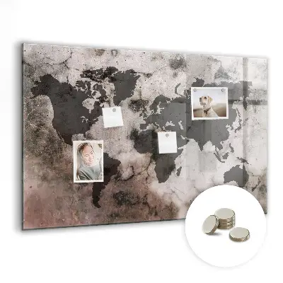 Concrete world map magnet board
