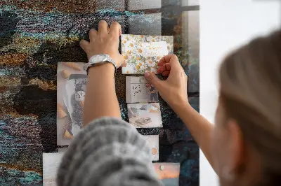 Magnetic glass dry erase board with a rust world map design