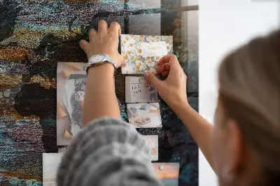 Magnetic glass dry erase board with a rust world map design