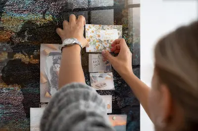 Magnetic glass dry erase board with a rust world map design