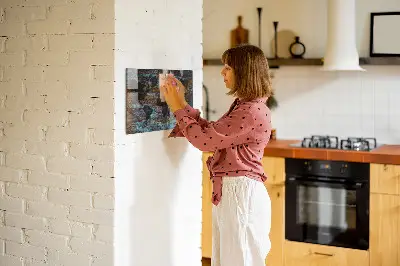Magnetic glass dry erase board with a rust world map design
