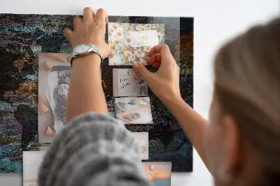 Magnetic glass dry erase board with a rust world map design