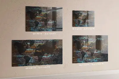 Magnetic glass dry erase board with a rust world map design