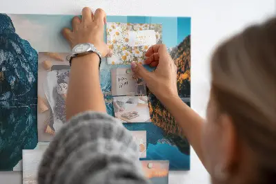 Magnetic glass dry erase board with boats on the lake design