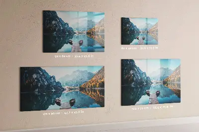 Magnetic glass dry erase board with boats on the lake design