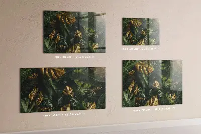 Magnetic glass dry erase board with jungle leaves design