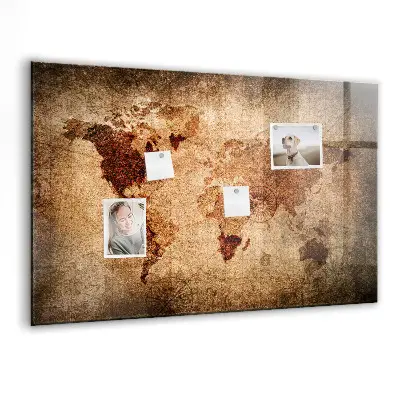Magnetic wall board with an old world map design