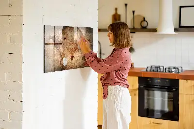 Magnetic wall board with an old world map design