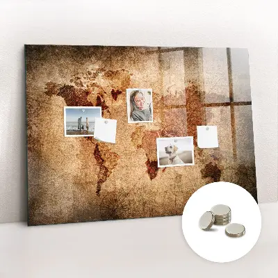 Magnetic wall board with an old world map design
