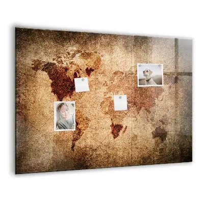 Magnetic wall board with an old world map design