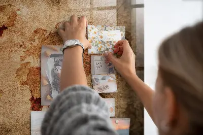 Magnetic wall board with an old world map design