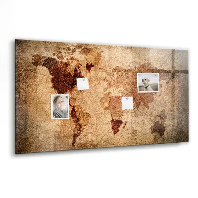 Magnetic wall board with an old world map design