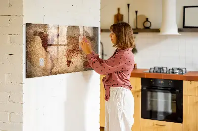 Magnetic wall board with an old world map design