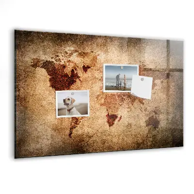 Magnetic wall board with an old world map design