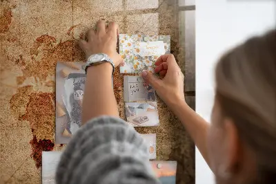 Magnetic wall board with an old world map design
