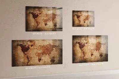 Magnetic wall board with an old world map design