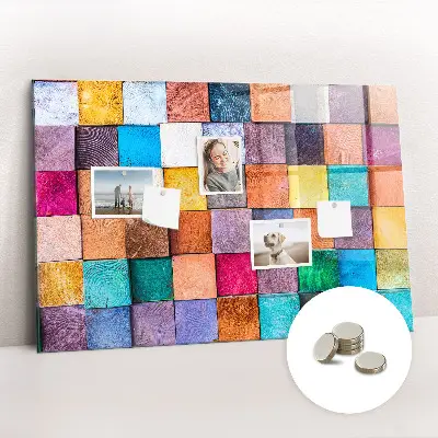 Magnetic glass dry erase board with wooden cubes