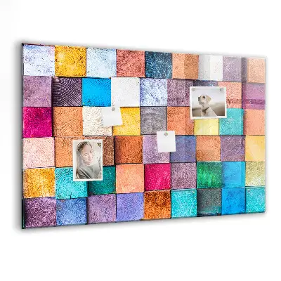 Magnetic glass dry erase board with wooden cubes
