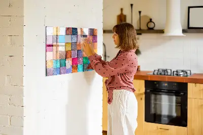 Magnetic glass dry erase board with wooden cubes