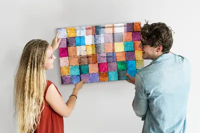 Magnetic glass dry erase board with wooden cubes